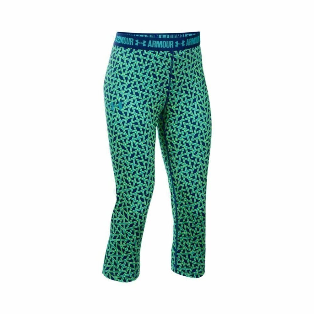 Under Armour Girl's HeatGear Armour Printed Capris Caspian (403)Cosmos Youth XL